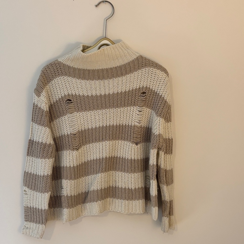 Striped Beige and Cream Women's Sweater